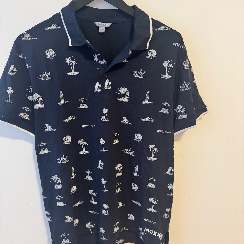 Mexx Polo Shirt Blue and White Iconic Print